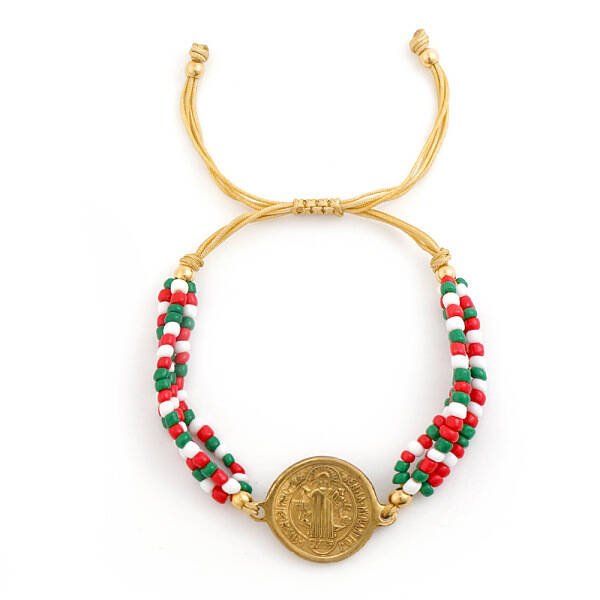 Christmas Theme Adjustable Seed Bead Braided Bead Bracelets