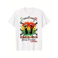 Men & WomenJuneteenth African American Freedom 1865 T-Shirt -Regular with Vibrant Raised Fists & Unity Design, Breathable Cas...