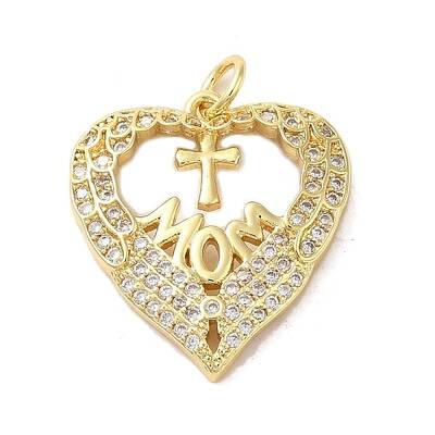 Mother's Day Brass Micro Pave Clear Cubic Zirconia Pendants