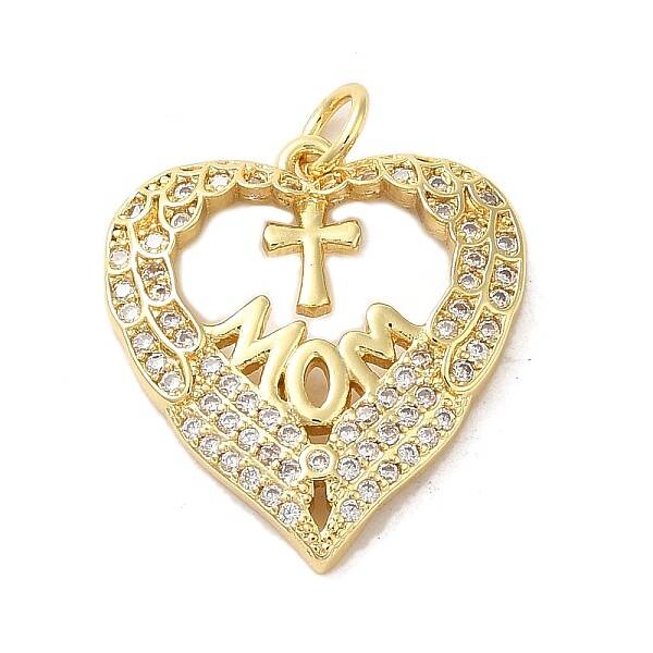 Mother's Day Brass Micro Pave Clear Cubic Zirconia Pendants