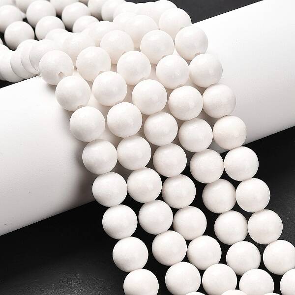Natural White Jade Round Bead Strands