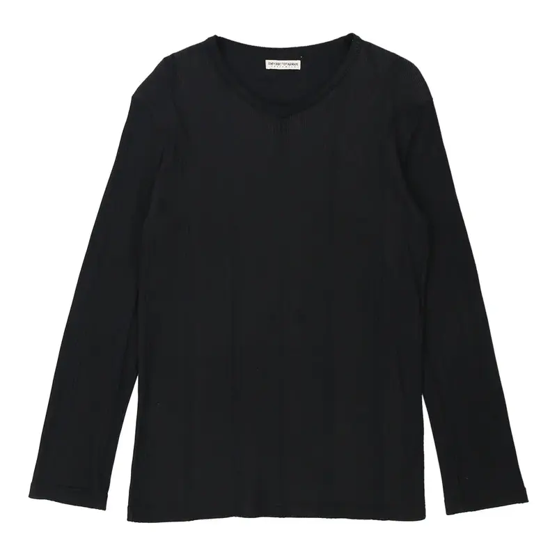 Emporio Armani Long Sleeve Top - Large Black Nylon Blend