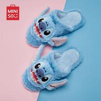 Disney Lilo & Stitch Series Cotton Slippers Stitch Fall & Winter Cute Fluffy House Slippers Walking Shoes Soft Comfort Fuzzy ...