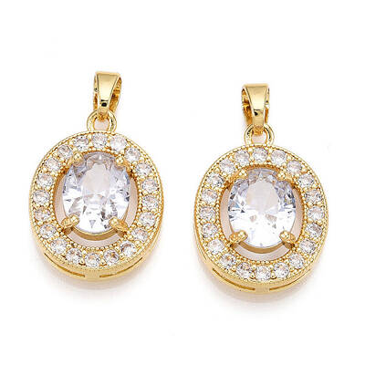 Brass Micro Pave Cubic Zirconia Pendants