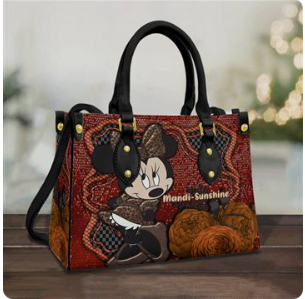 Custom Disney Minnie Pattern Handbag, Leather Disney Handbag
