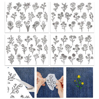 4 Sheets 11.6x8.2 Inch Stick and Stitch Embroidery Patterns