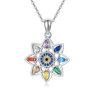 Sterling Silver Crystal Lotus Pendant Necklace