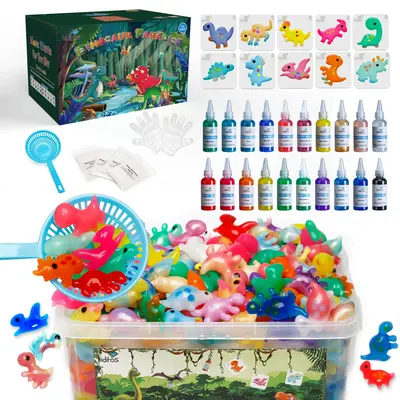 Kiditos Dinosaur Edition Magic Water Elf Toy Kit with 20 Magic Gels and 10 Dinosaur Molds -  Imaginative Play, Christmas Gift...