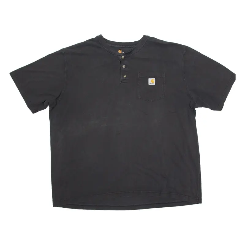 CARHARTT Mens T-Shirt Grey Button Neck 2XL