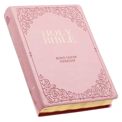 KJV Holy Bible, Giant Print Full-size Faux Leather Red Letter Edition - Thumb Index & Ribbon Marker, King James Version, Pink...