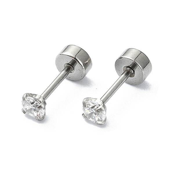 304 Stainless Steel Crystal Rhinestone Ear False Plugs