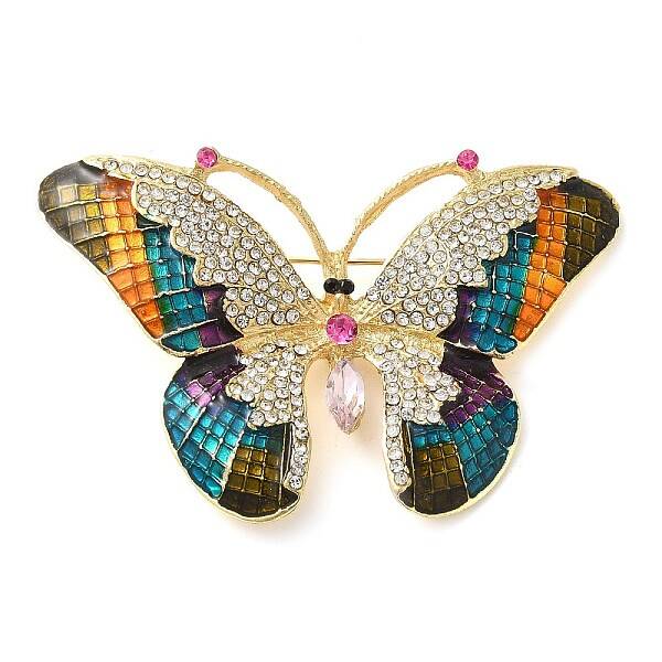 Butterfly Pave Colorful Rhinestone Brooch