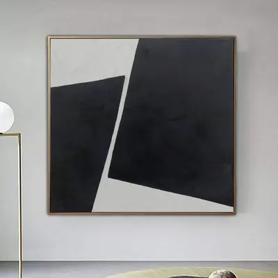 Large Original Abstract Black And White Painting On Canvas Modern Oil Fine Art Geometric Art Minimalist Wall Art | STRIKING D...