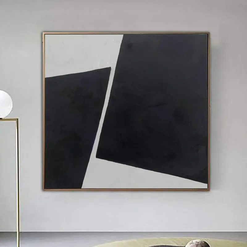 Large Original Abstract Black And White Painting On Canvas Modern Oil Fine Art Geometric Art Minimalist Wall Art | STRIKING D...