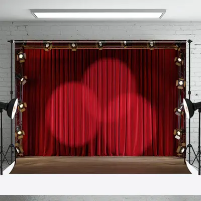 Spotlight Red Curtain Stage Backdrop For Photography - Aperturee