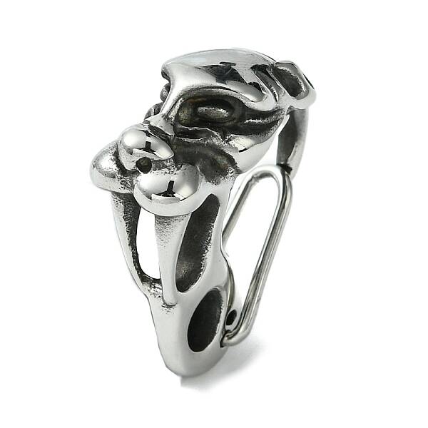 Tibetan Style 304 Stainless Steel Spring Gate Rings