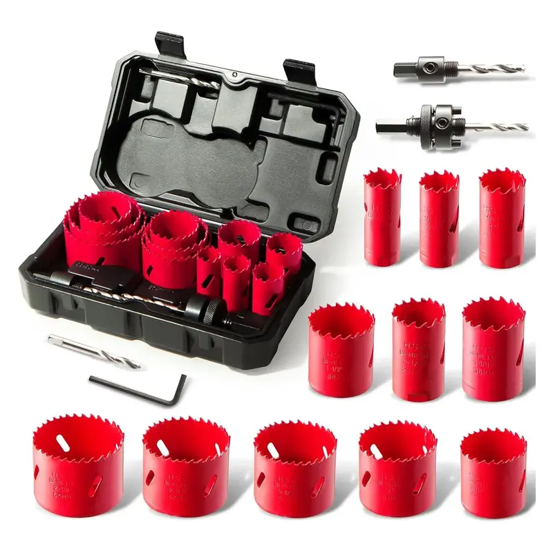 Bi-Metal Hole Saw Kit, HYCHIKA 17 Counts High Speed Steel 3/4\
