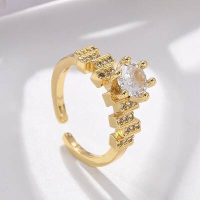Round Brass Micro Pave Clear Cubic Zirconia Cuff Rings