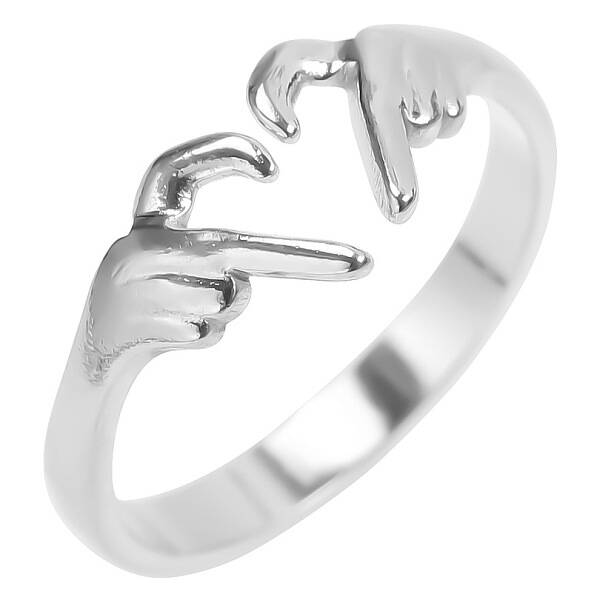 Minimalist Stainless Steel Heart Gesture Open Cuff Rings for Women