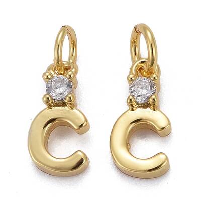 Brass Micro Pave Clear Cubic Zirconia Pendants