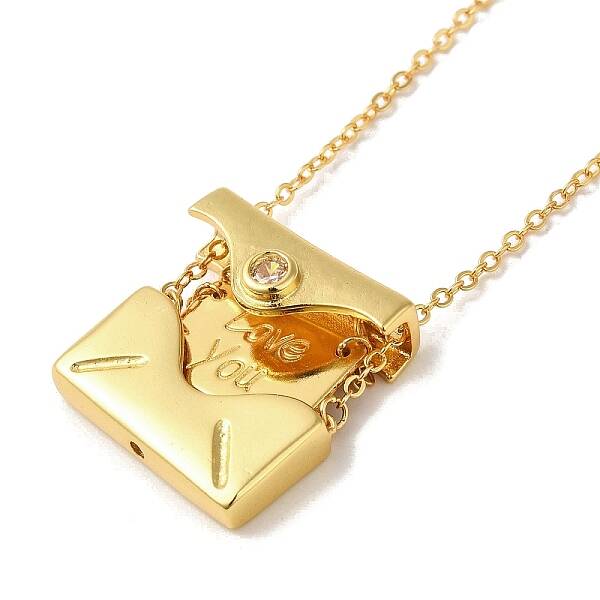 Brass Micro Pave Cubic Zirconia Pendant Necklace