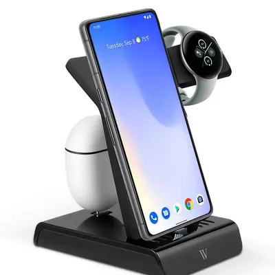 Wasserstein 3-in-1 Charging Station Made for Google Pixel, Pixel Buds, Fitbit Charge 5, 6, Versa 3, 4, Sense, Sense 2, Ace LT...
