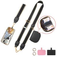 Phone Lanyard with Wallet, Adjustable Wrist Strap, Cell Phone Strap with Zippered Pouch, Fashionable Mobile Phone Hanging Rop...