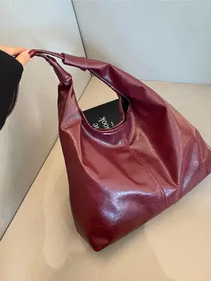 Women's Summer Simple Plain Fashion Bag, Casual Vintage Pu Leather Shoulder Bag, Commuting Travel Large Capacity Shoulder Bag...