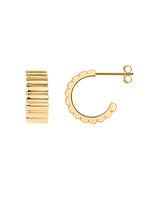 PAVOI 14K Gold Plated Statement Ridges Ribbed Hoop Earrings for Women | Chunky Croissant Huggie Hoops