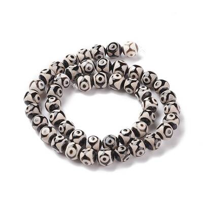 Natural Tibetan 3-Eye dZi Agate Beads Strands
