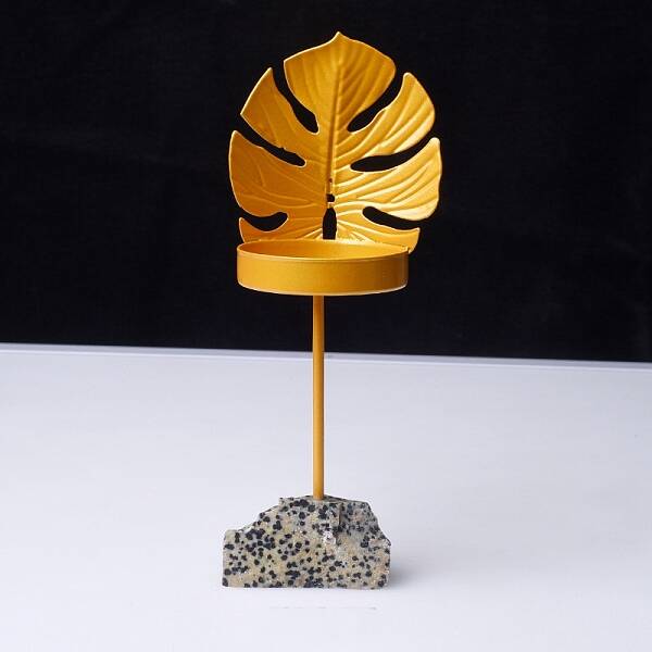 Rough Raw Natural Dalmatian Jasper  Base Candle Holder