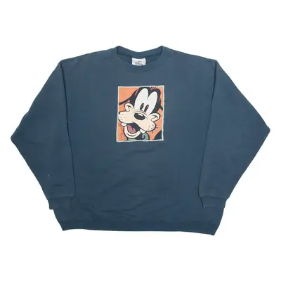 DISNEY Goofy Mens Sweatshirt Blue Crew Neck XL