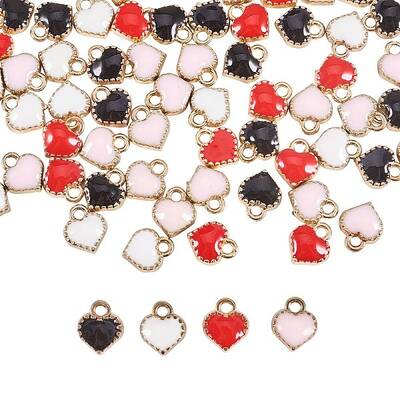 80pcs 4 Color Heart Charms Pendant Gold Plated Enamel Heart Beads Dangle Charms for Valentines Necklace Bracelet Earrings DIY...