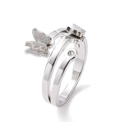 Crystal Rhinestone Butterfly Finger Ring