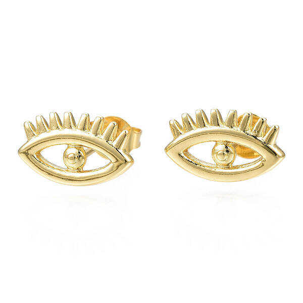 Brass Evil Eye Stud Earrings for Women