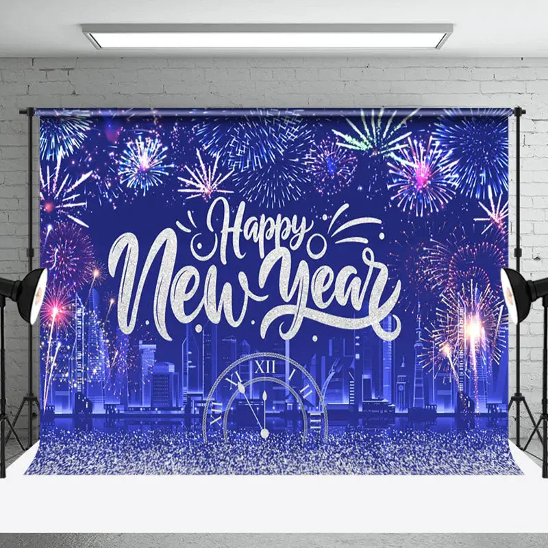 Blue City Scenery Countdown New Year Party Backdrop - Aperturee
