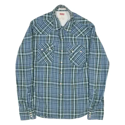 LEVI'S Slim Fit Mens Shirt Green Check Long Sleeve M