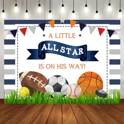 Aperturee Little All Star Is On His Way Baby Shower Backdrop
