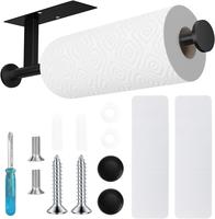 Black Stainless Steel Paper Towel Holder, Self Adhesive or Drilling for Wall Mount in Kitchen, Bathroom, Sink, Pantry & Fridg...