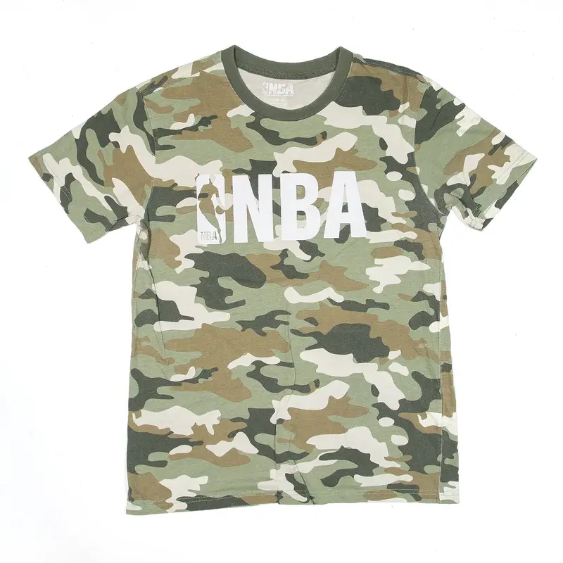 NBA Basketball T-Shirt Green Camouflage Short Sleeve Boys L