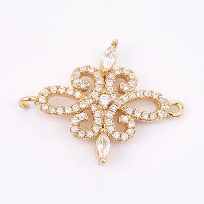 Brass Micro Pave Cubic Zirconia Links