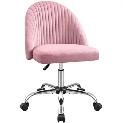 Furmax Office Chair Armless Cute Desk Chair Modern Adjustable Swivel Padded Fabric Vanity Task Computer Chair Home Office Des...