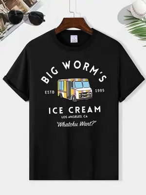 Men's Regular Fit Letter Graphic Round Neck Tee, Graphic Tees, Casual Streetwear Car Print Short Sleeve T-shirt for All Seaso...