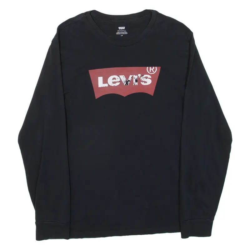 LEVI'S Mens T-Shirt Black Long Sleeve Crew Neck L