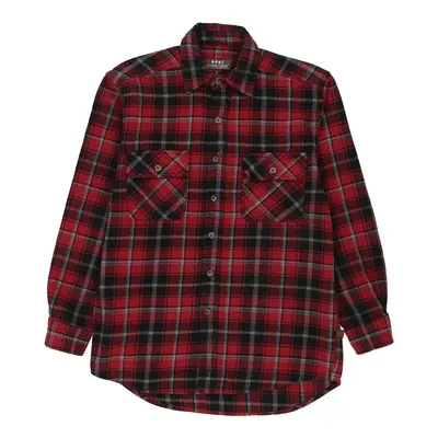 Moose Creek Checked Flannel Shirt - Small Burgundy Cotton