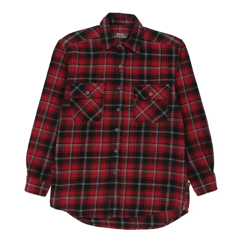 Moose Creek Checked Flannel Shirt - Small Burgundy Cotton