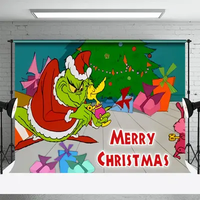 Funny Monster Toy Gift Xmas Tree Christmas Backdrop - Aperturee