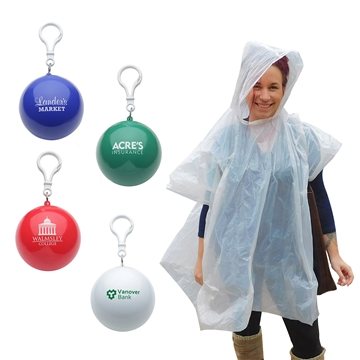 150 Custom Rainy Day Poncho Ball - Twist-open & Clip-on