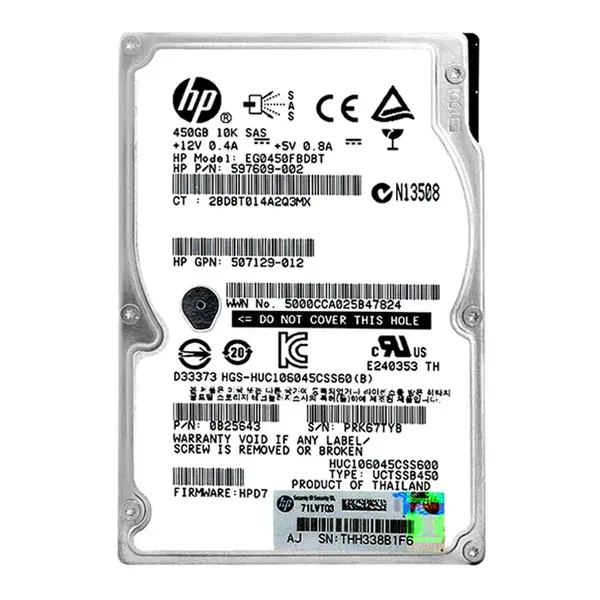 597609-002 HP 450GB 6Gb/s SAS 10000 2.5-inch Hard Drive