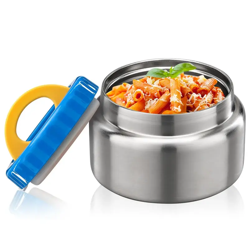 Round Insulated Lunch Box, 1 Count Stainless Steel Insulated Soup Bowl With Lid, Portable Lunch Box For Home & Office & Schoo...